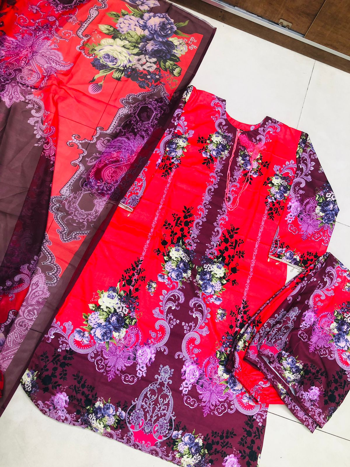 Classic Digital Print Three Piece Women’s Wear