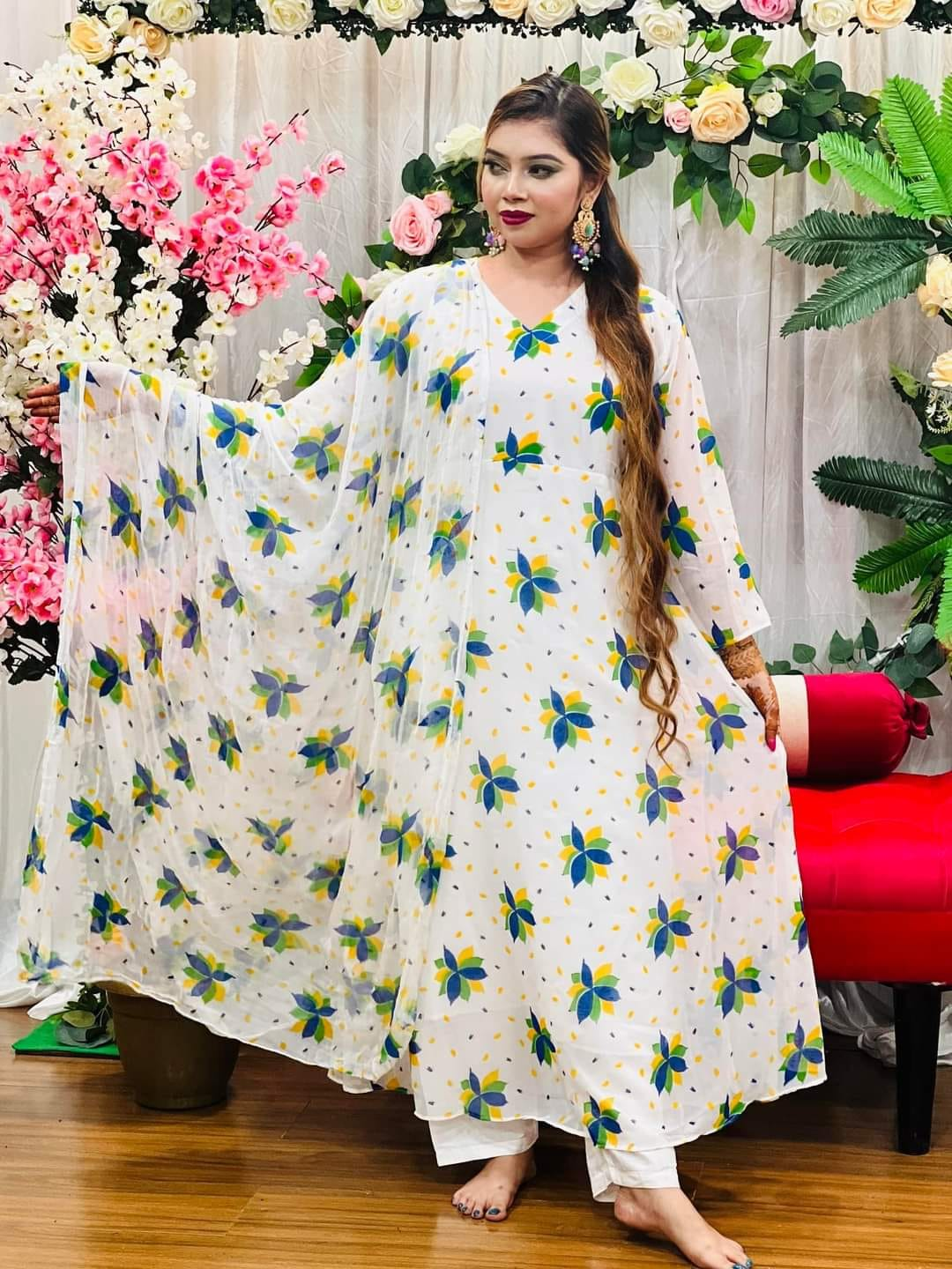 Trendy Three Piece Gown For Woman