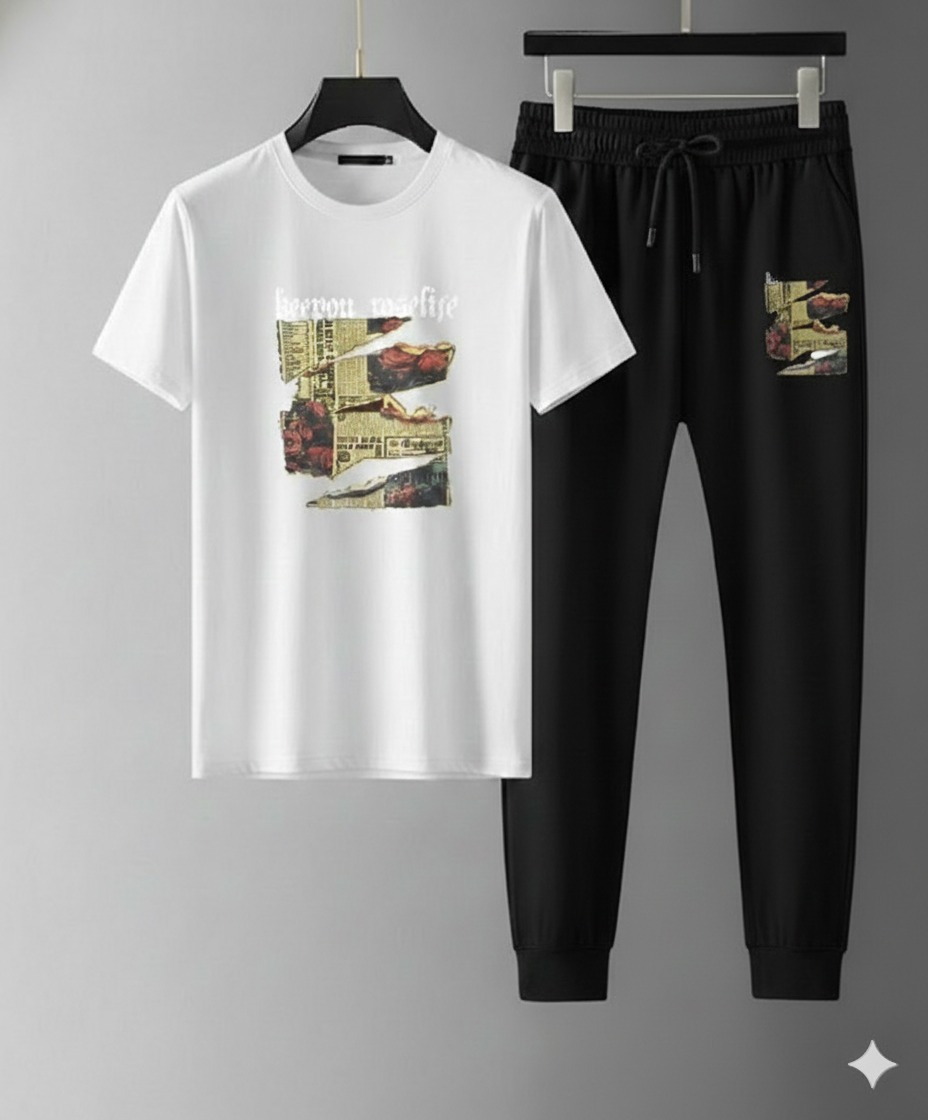 Regular Fit Polo T-Shirt with Trouser Combo Set