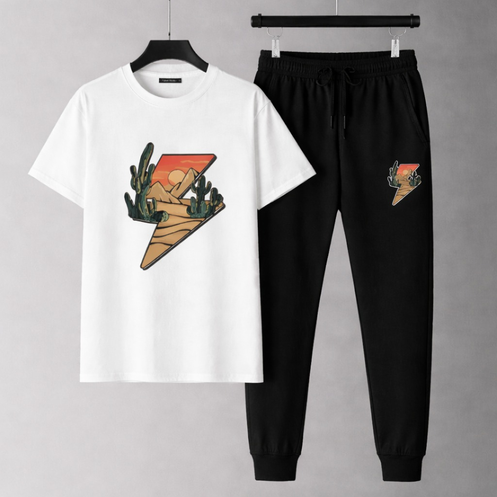Regular Fit Polo T-Shirt with Trouser Combo Set