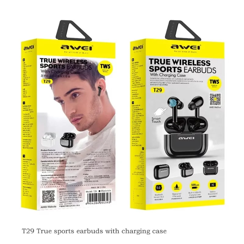 AWEI T29 Wireless Earbuds – IPX6 Waterproof