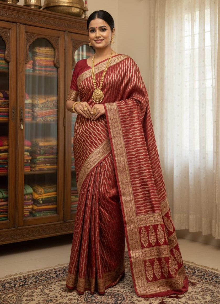 Japani Half Silk Screen Print Saree with Blouse Piece