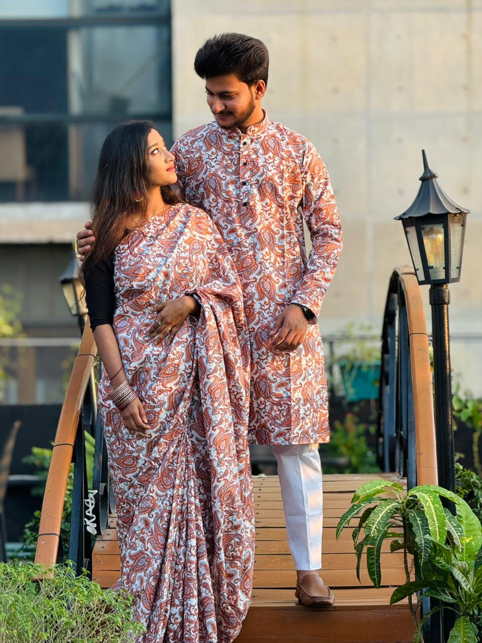 Elegant Sharee Panjabi Couple Dress Set