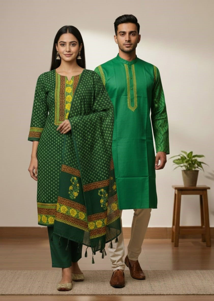 New Arrival Panjabi Three Piece Couple Collection