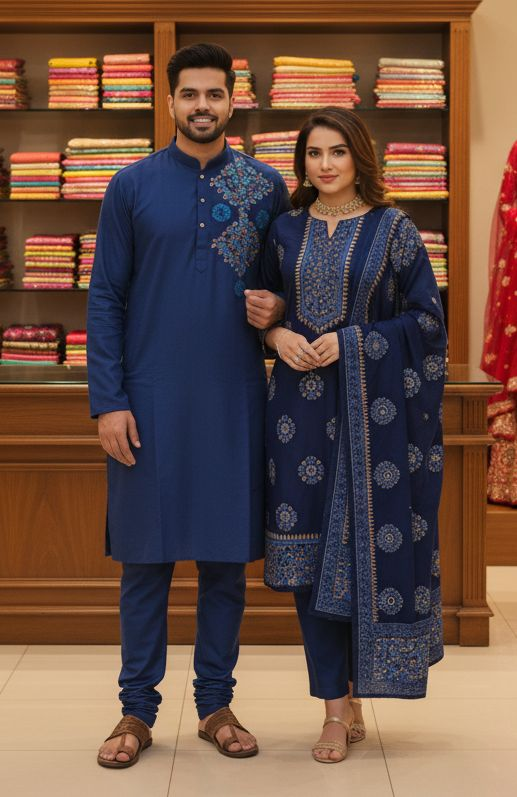 Trendy Panjabi Couple Wear – 3 Piece Set