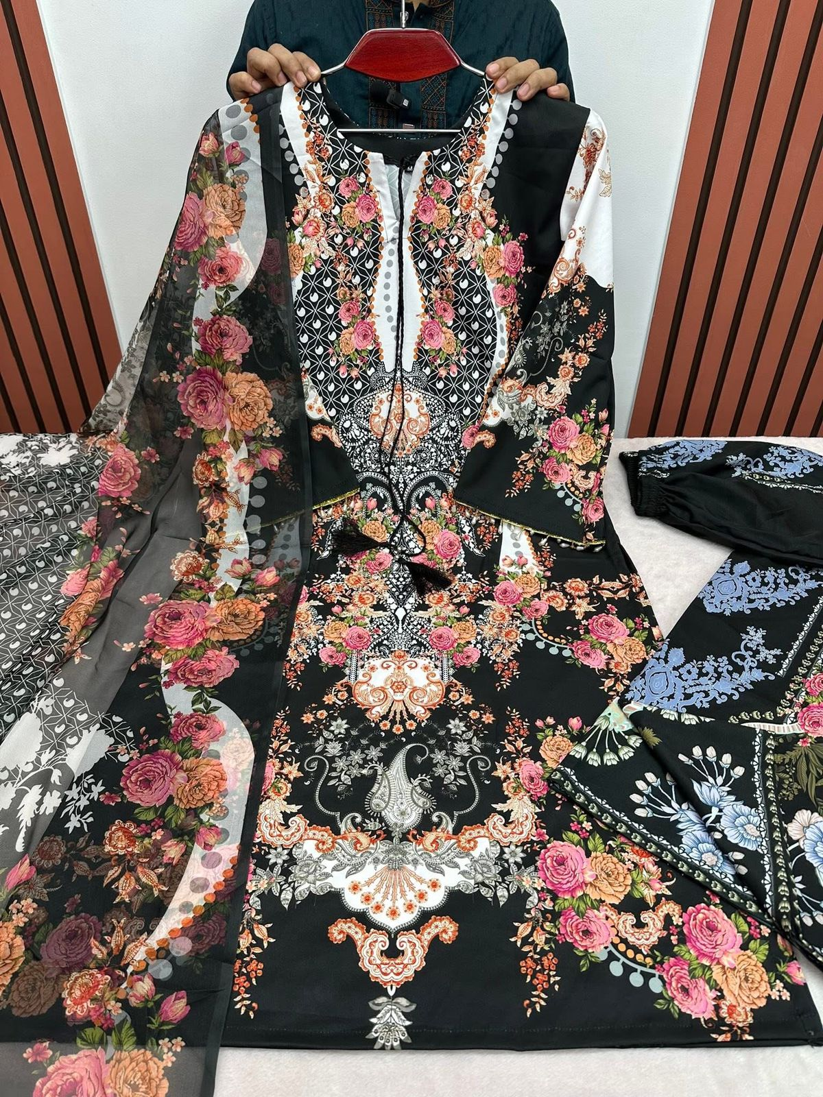 Classic Digital Print Three Piece Women’s Wear