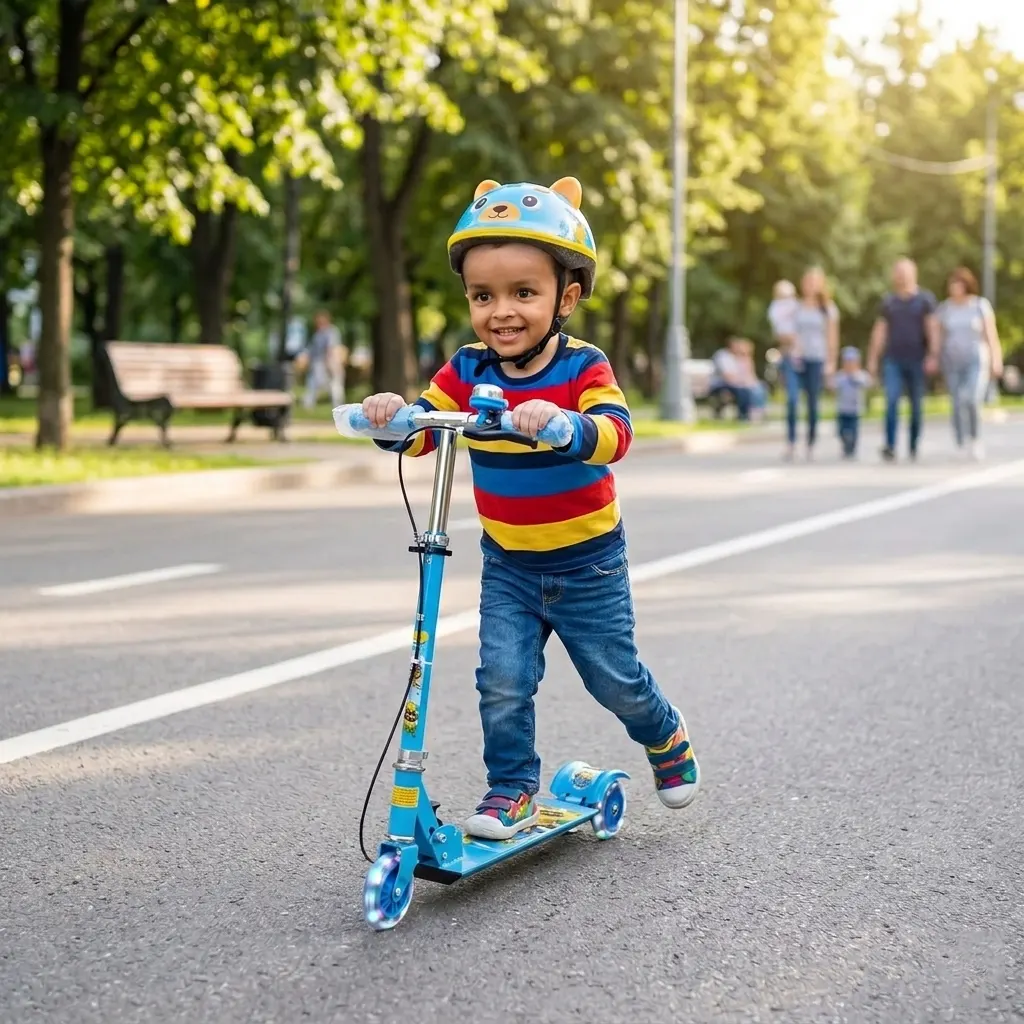 Foldable 3-Wheel Kick Scooter For Kids – Blue