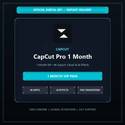 CapCut Pro 1 Month VIP Subscription | 4K Video Editor & AI Effects