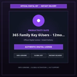 Microsoft 365 Family Key 6Users - 12months  - Global - (Full-time) | Official Di
